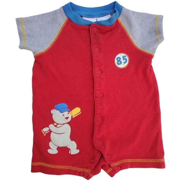 Baby Connection Romper Red Slugger Baby Boys 6-9 Months  - Picture 1 of 3